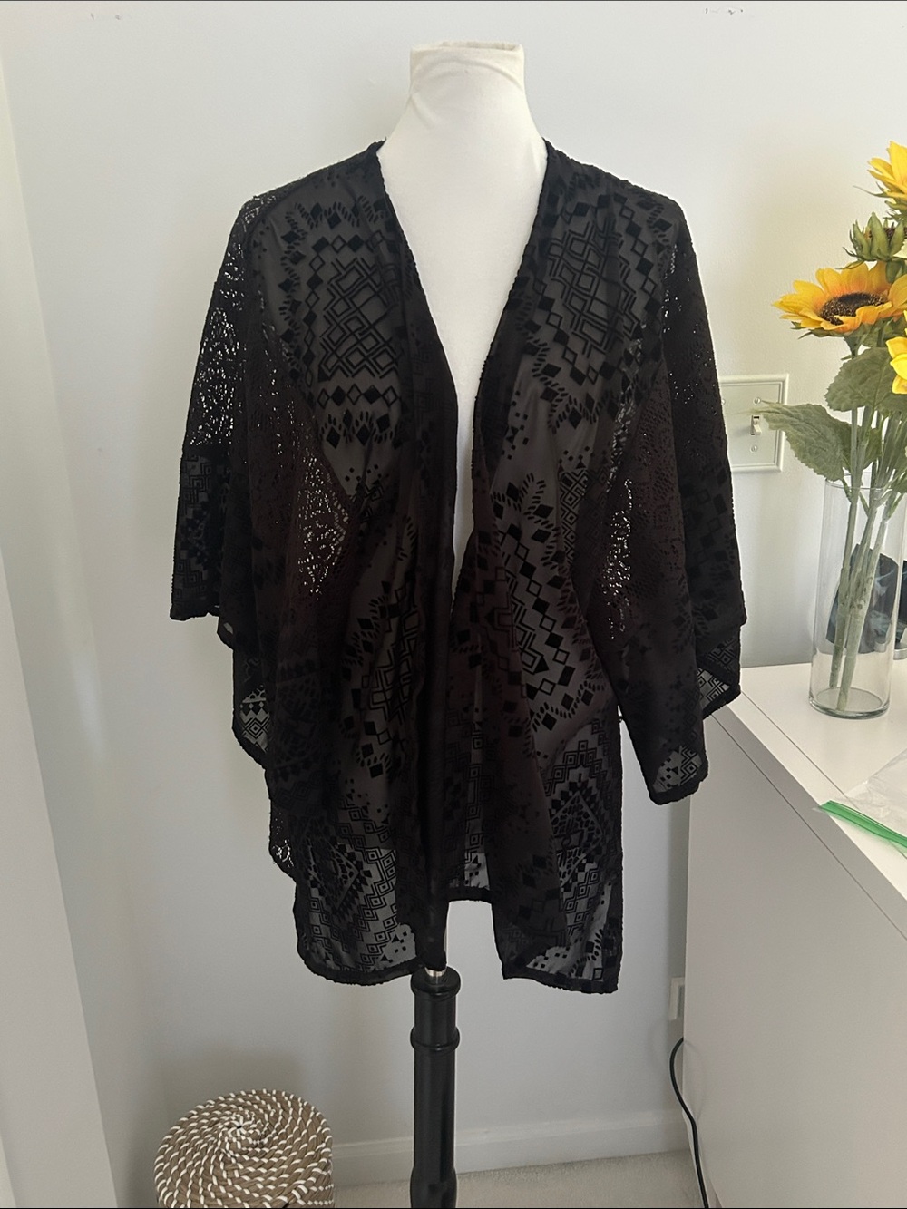 Stunning Hollister Black Lace Open-Front Kimono
